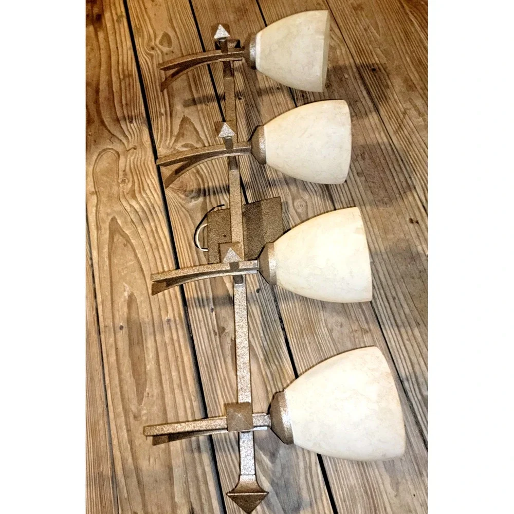 NEW Nuvo Rustic Finish Tuscan Suede Glass Shade 4-light Bath Fixture 33 X 12 X 7